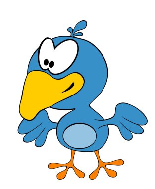 Gülümseyen karga üzerinde beyaz izole karikatür