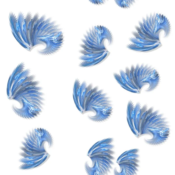 Varrat nélküli kék fractal szárny minta fehér — Stock Fotó