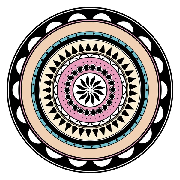 Pastel colorido mão desenhado zentangle mandala elemento —  Vetores de Stock