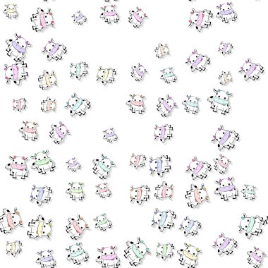 Alt gölge beyaz ile kesintisiz renkli inek deseni