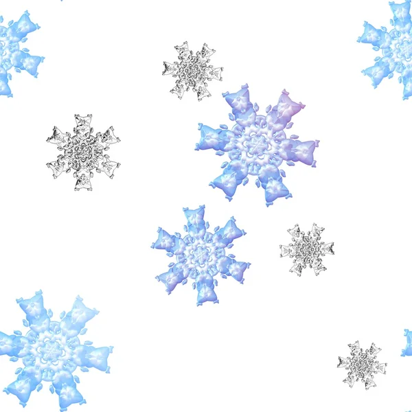 Seamless snowflakes pattern on white bakground — Stock Photo, Image