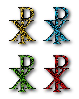 CHI RHO christian symbol set with drop shadow clipart