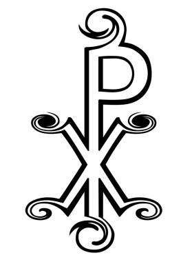 Chi Rho sembolü Mesih için. Dudak. Christogram. İzole