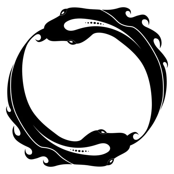 Ouroboros tattoo ontwerp. Vis. Snake. Geïsoleerd — Stockvector