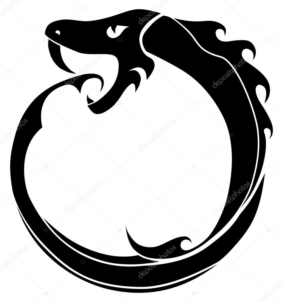 Ouroboros tattoo (snake eating its own tail) isolated Stock Vector