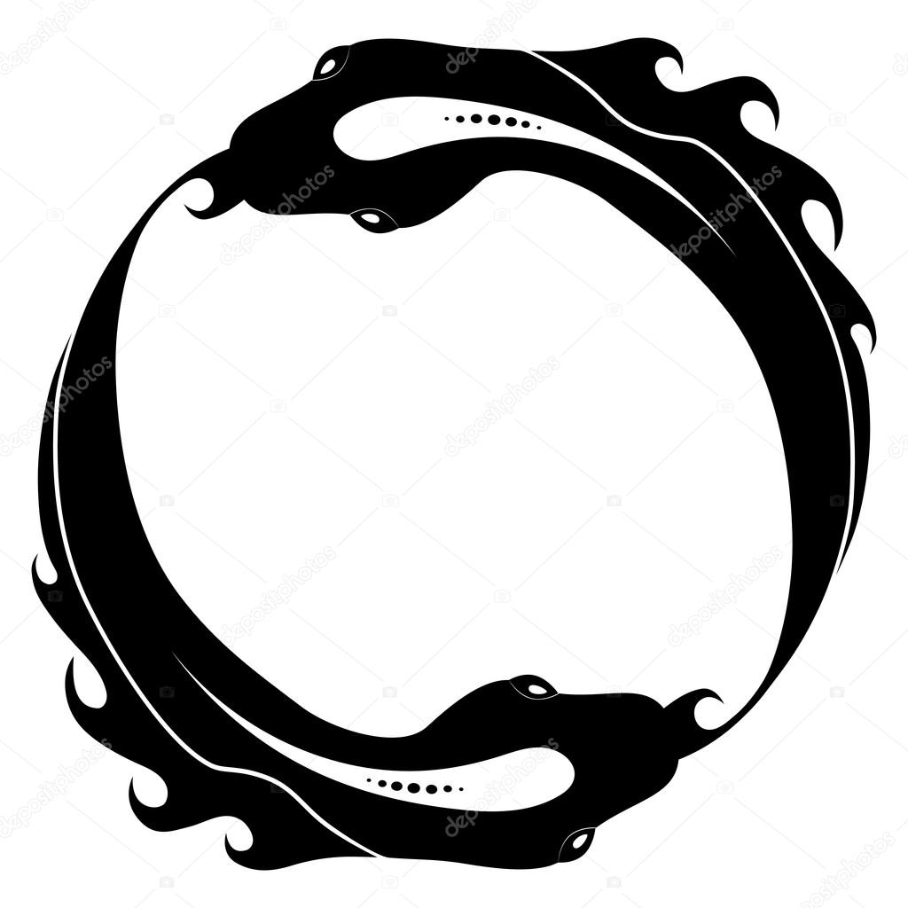 Black and white Deadly Ouroboros Tattoo