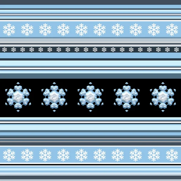 Winter seamless pattern - striped with snowflake motif in blue — Stock Photo, Image