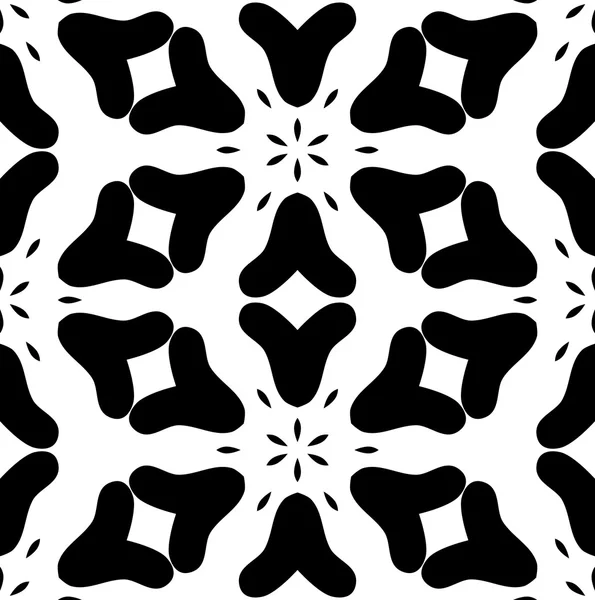 黒と白の抽象的なシームレス花柄 — ストックベクタ