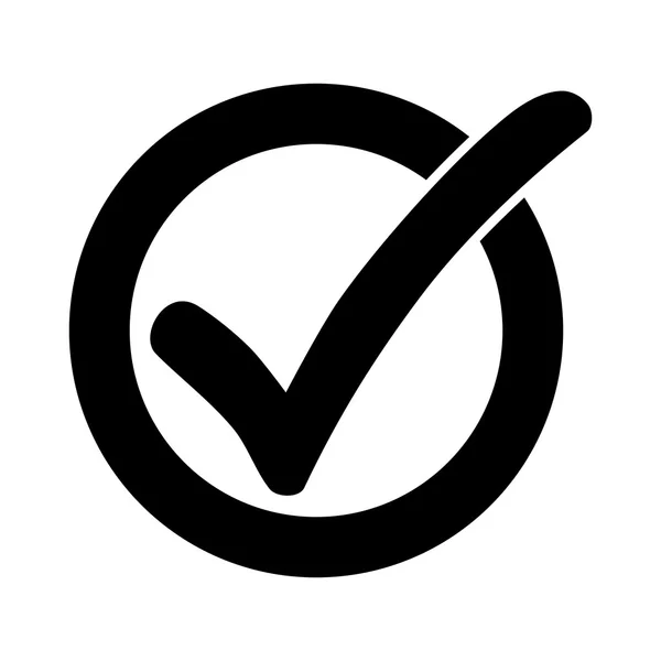 Black check mark or tick icon in a circle — Stock Vector