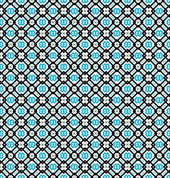 Nahtloses Muster oder Hintergrund in türkisblau, schwarz und weiß — Stockvektor