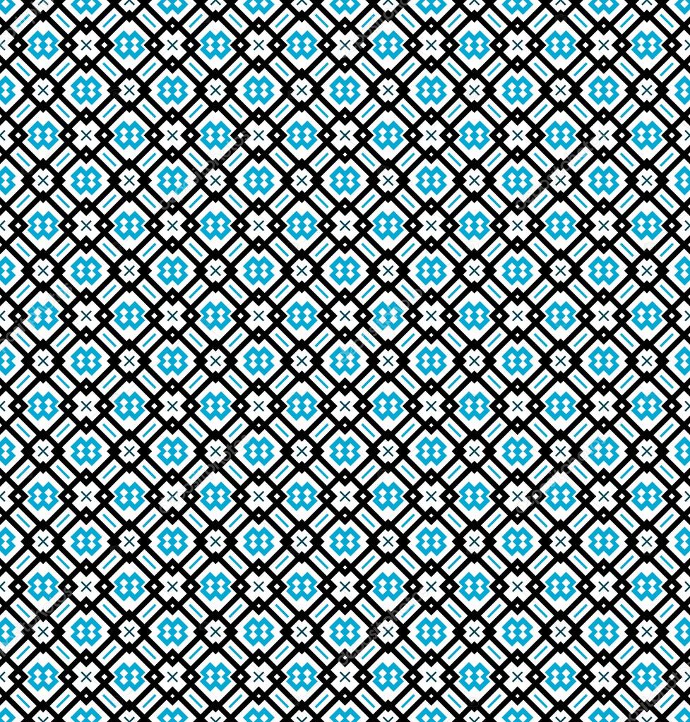 Seamless pattern or background in turquoise blue, black and white