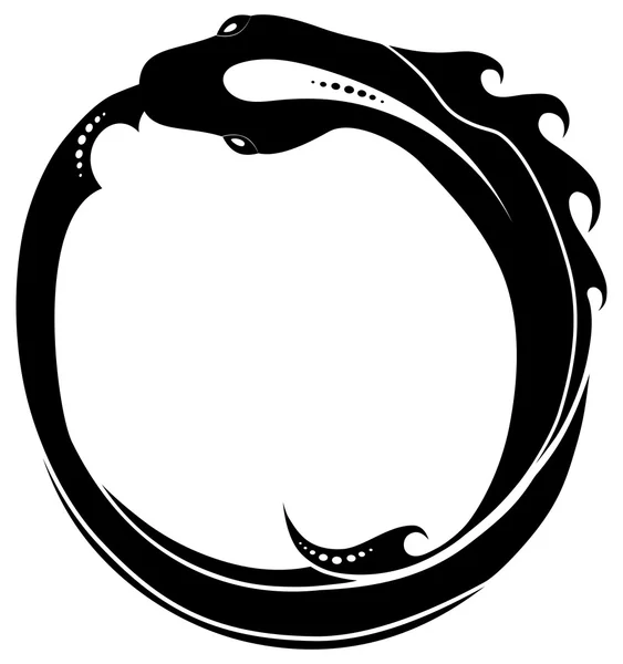 Ouroboros (serpente che si mangia la coda) tatuaggio isolato — Vettoriale Stock