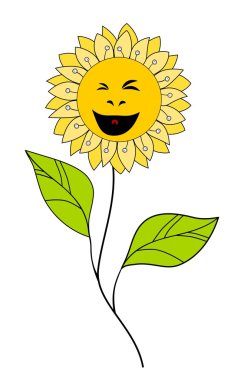 Güzel çiçek gülümseyen, çiçek tasarım öğesi üzerinde beyaz izole
