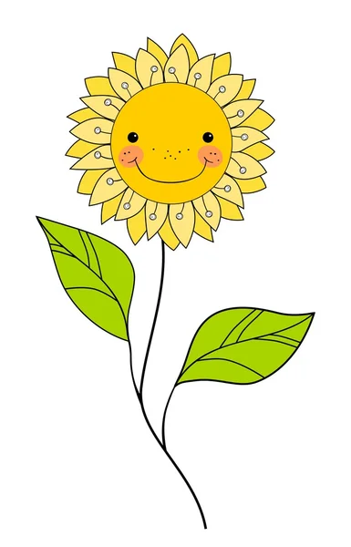 Hermosa flor sonriente, elemento de diseño floral — Vector de stock