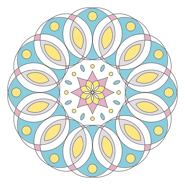 Pastel gekleurde bloemen mandala geïsoleerd op wit — Stockvector