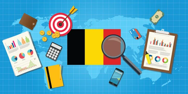 Belgique économie condition économique pays avec graphique graphique et outils financiers vectoriel graphique — Image vectorielle