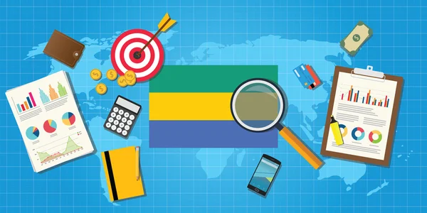 加蓬非洲经济经济条件下国家与图图表和金融工具的矢量图形插画 — 图库矢量图片