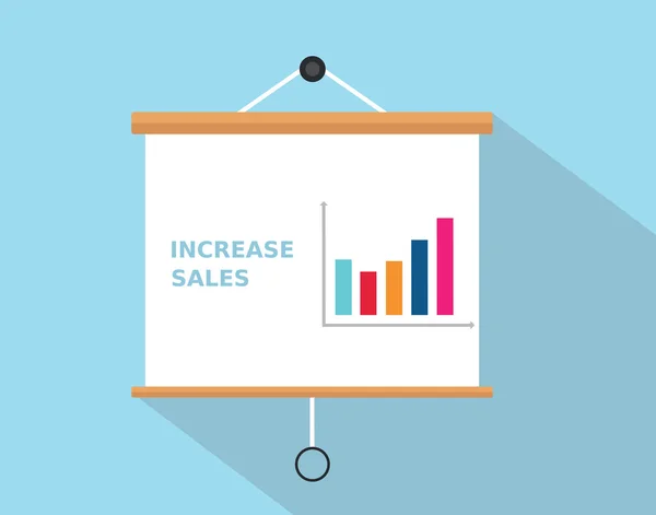 Aumentar las ventas con gráfico de aumento escrito en el tablero de presentación — Vector de stock