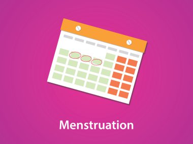 Kadınlar adet takvim kırmızı ya da pembe arka plan ve metin