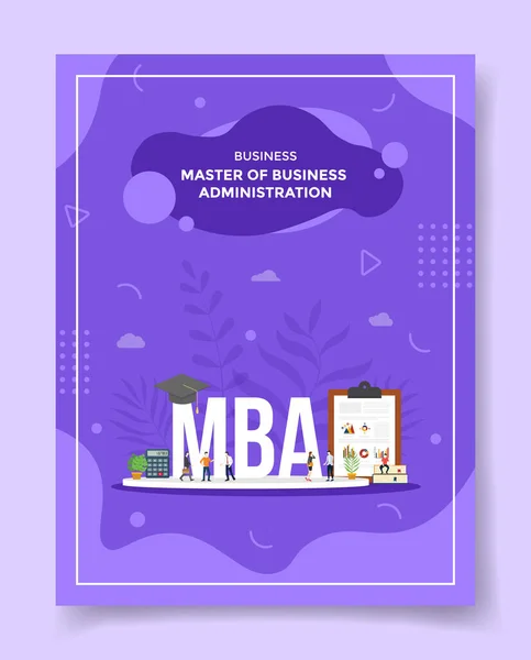 Master Business Administration Concept People Word Mba Hat Calculator Clipboard — Archivo Imágenes Vectoriales