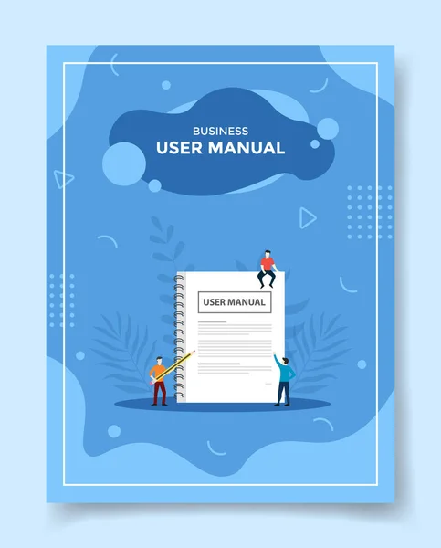 Business User Manual Concept People User Manual Book Reading Template — Vetor de Stock