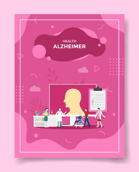 Alzheimer Concetto Medico Diagnosi Testa Paziente Sul Computer Modello Striscioni — Vettoriale Stock