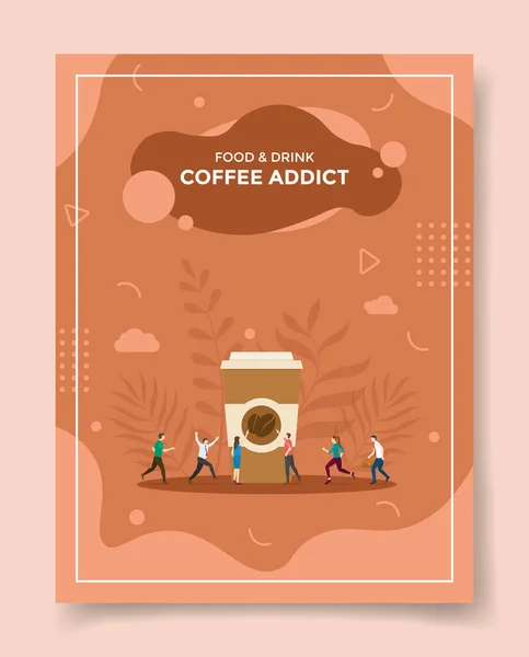 Concetto Coffee Addict Modello Banner Volantino Copertina Libri Illustrazione Vettoriale — Vettoriale Stock