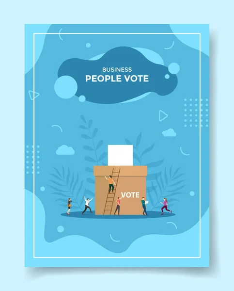 人们投票赞成横幅 书籍封面 杂志矢量插图模板 — 图库矢量图片