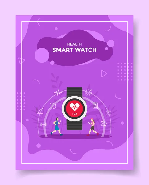 Smart Watch Health Tracker Koncepció Sablon Bannerek Szórólap Könyvborító Magazin — Stock Vector