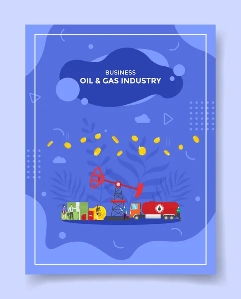 Oil Gas Industry Business Profit Concept Template Banners Flyer Books — Vetor de Stock
