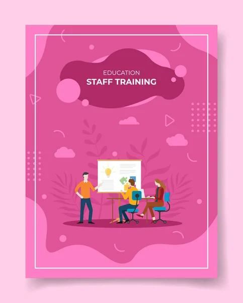 Staff Training Concept Template Banners Flyer Books Cover Magazine Vector — Vetor de Stock