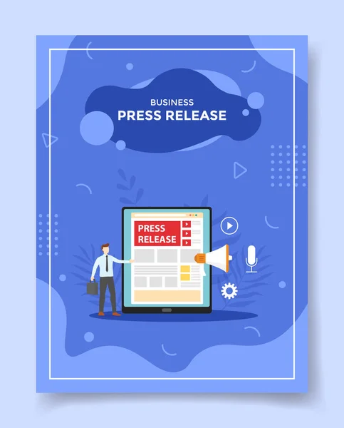 Press Release Concept Template Banners Flyer Books Cover Magazine Vector — Vetor de Stock