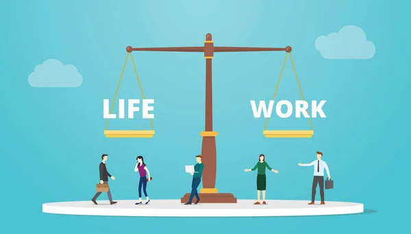 Equilíbrio Vida Trabalho Conceito Escala Com Ilustração Vetor Estilo Plano —  Vetores de Stock