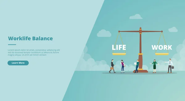 Werk Life Balance Schaal Concept Voor Website Landing Homepage Template — Stockvector