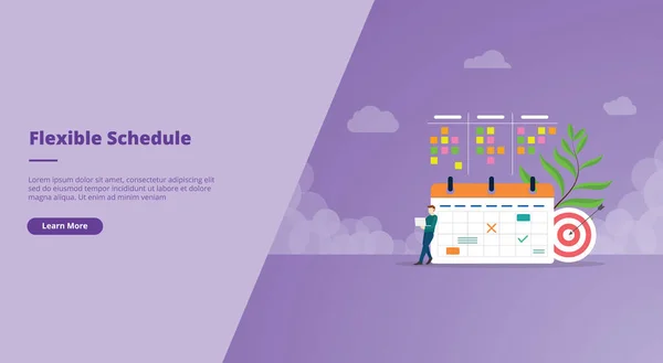 Programación Flexible Gestión Del Calendario Para Página Inicio Aterrizaje Del — Vector de stock