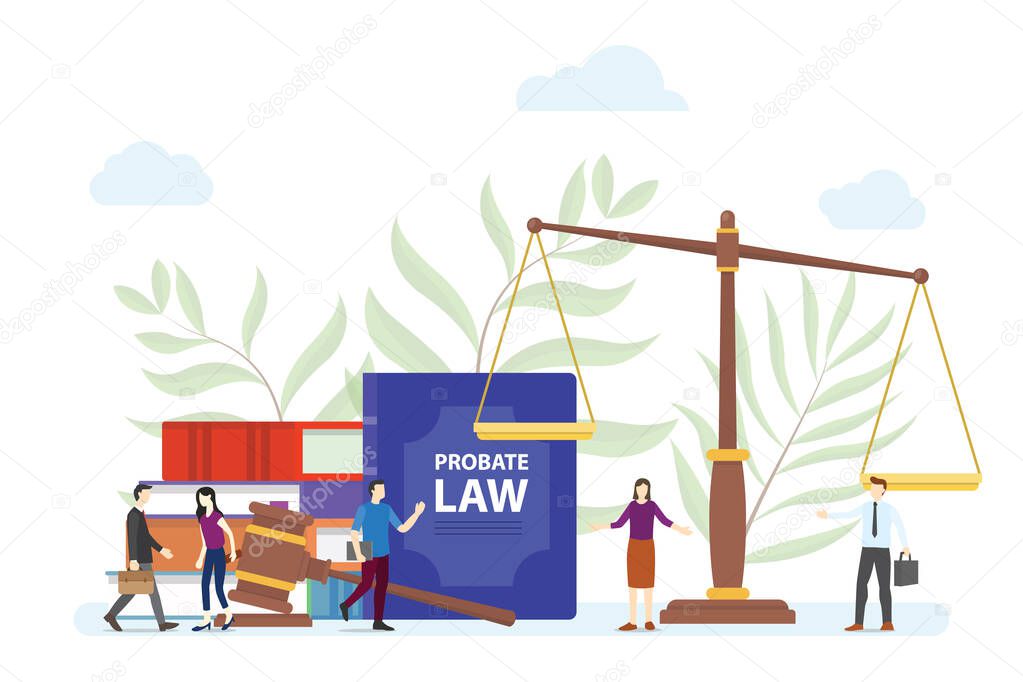 probate law concept with people and gavel scale with modern flat style vector