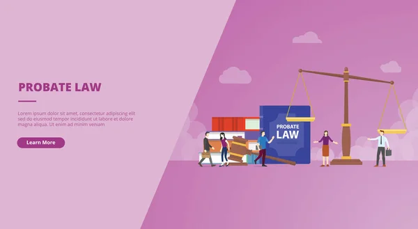 Probate Law Concept Website Landing Homepage Template Banner Slide Presentation — 图库矢量图片