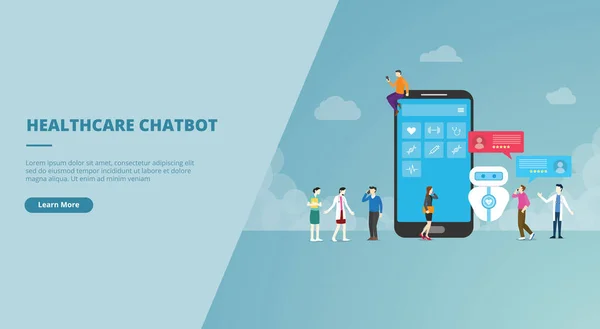 Healthcare Chatbot Technology Concept Website Landing Homepage Template Banner Slide — 스톡 벡터