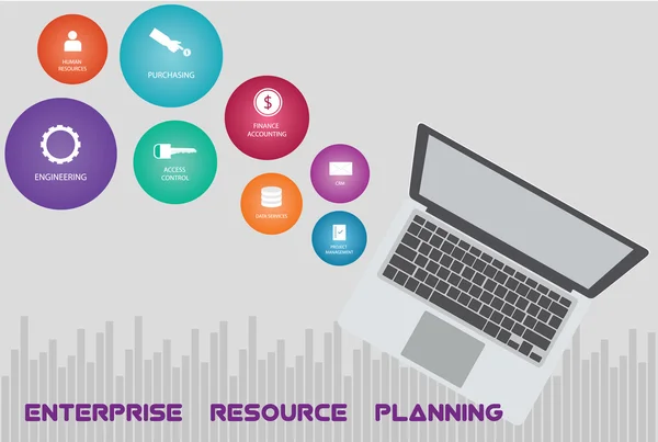 Erp - planificación de recursos empresariales — Vector de stock