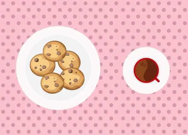 Cookies aux pépites de chocolat et café — Image vectorielle