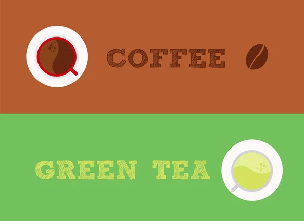 Caffè vs tè verde — Vettoriale Stock