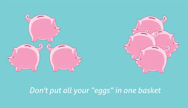 不要把你的鸡蛋放在一个篮子里 — 图库矢量图片