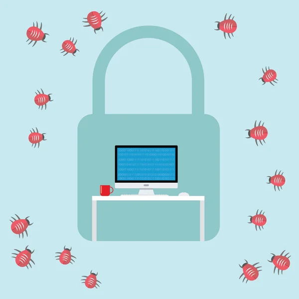 Beveiliging virus malware aanval — Stockvector