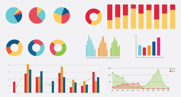 Platta graph ikon diagram samling — Stock vektor