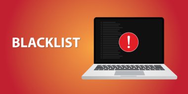 blacklist with danger sign on notebook clipart
