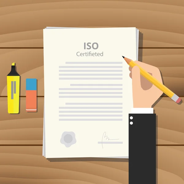 Iso certificado o certificación — Archivo Imágenes Vectoriales