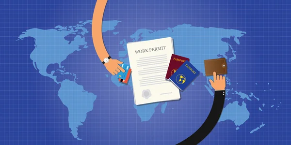 Work permit application document passport id card — Stock Vector