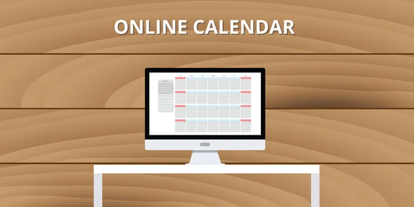 Online naptár internetes koncepció pc számítógép asztal — Stock Vector