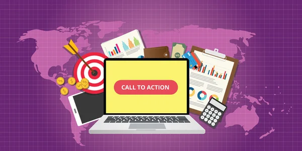 Call to action traffic data goals graph money technology — Stock Vector