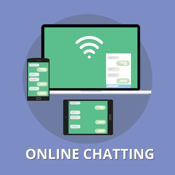 Σε απευθείας σύνδεση συνομιλία chat τεχνολογία multi πλατφόρμα — Διανυσματικό Αρχείο